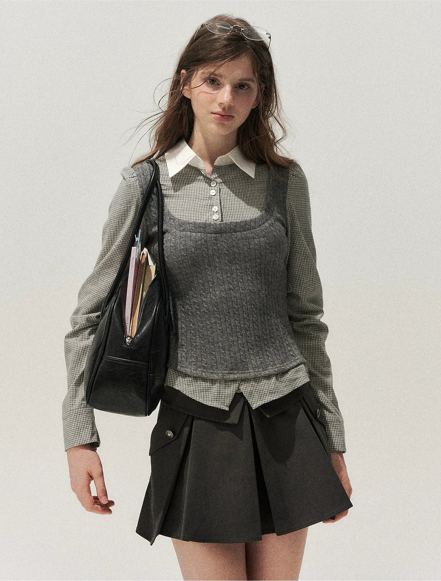 Lyocell Cotton Pleated Mini Skirt