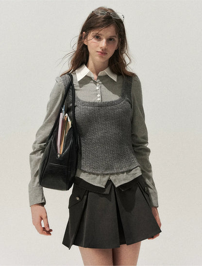 Lyocell Cotton Pleated Mini Skirt
