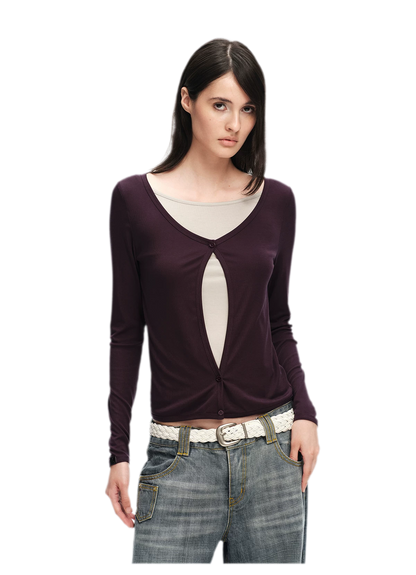 Lyocell Faux Two-Piece Top