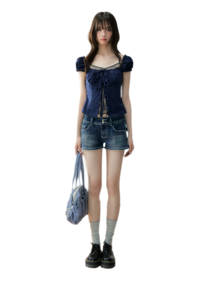 French Lace Puff Blouse