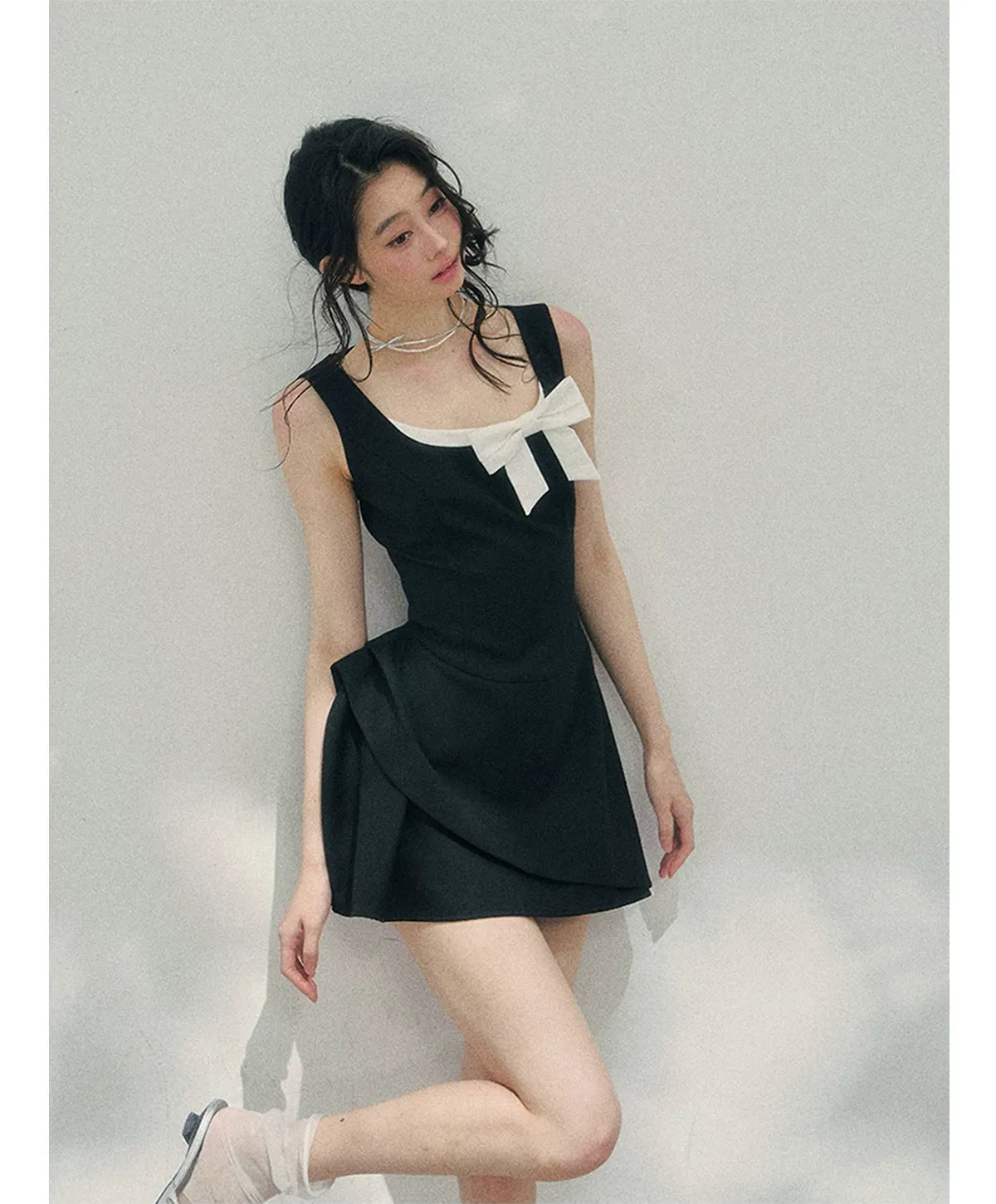 Sleek Bowknot Mini Dress