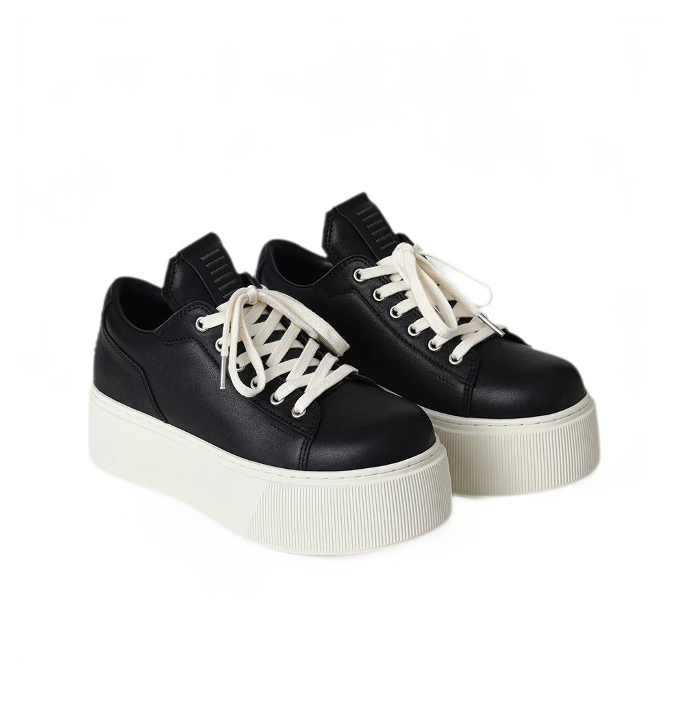 Sculptural Leather Thick-Soled Sneakers