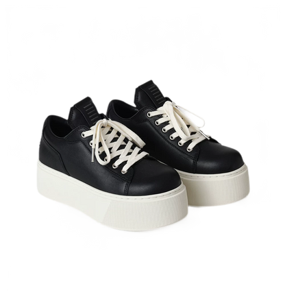 Sculptural Leather Thick-Soled Sneakers