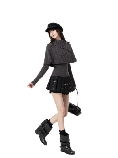 Stretch-Strick-Cape-Set