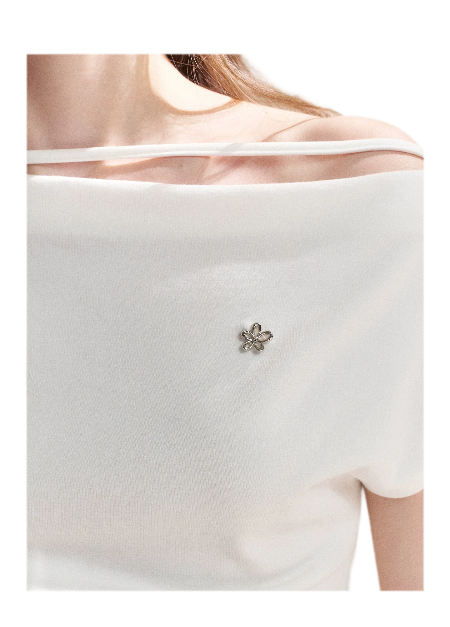 Lace Trim Asymmetric Short Sleeve T-Shirt