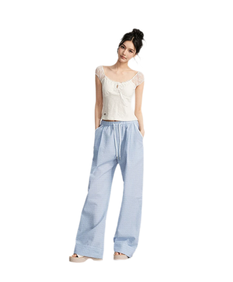 Plaid Wide-Leg Trousers