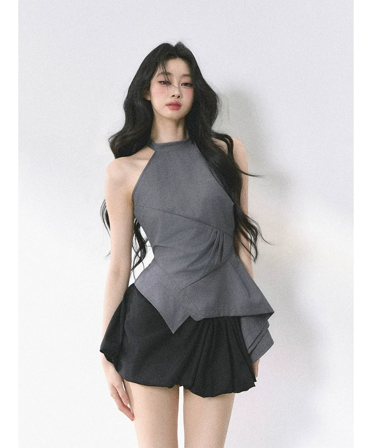 Halter Sculpted Crop Tee