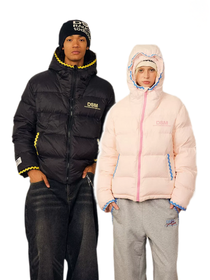 Shell Embroidered Hooded Down Jacket