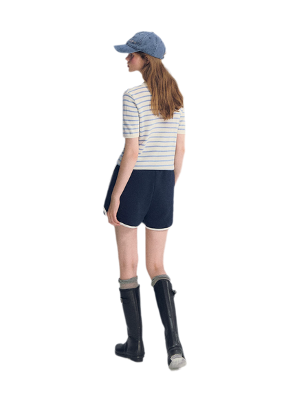 Embroidered Piping Shorts