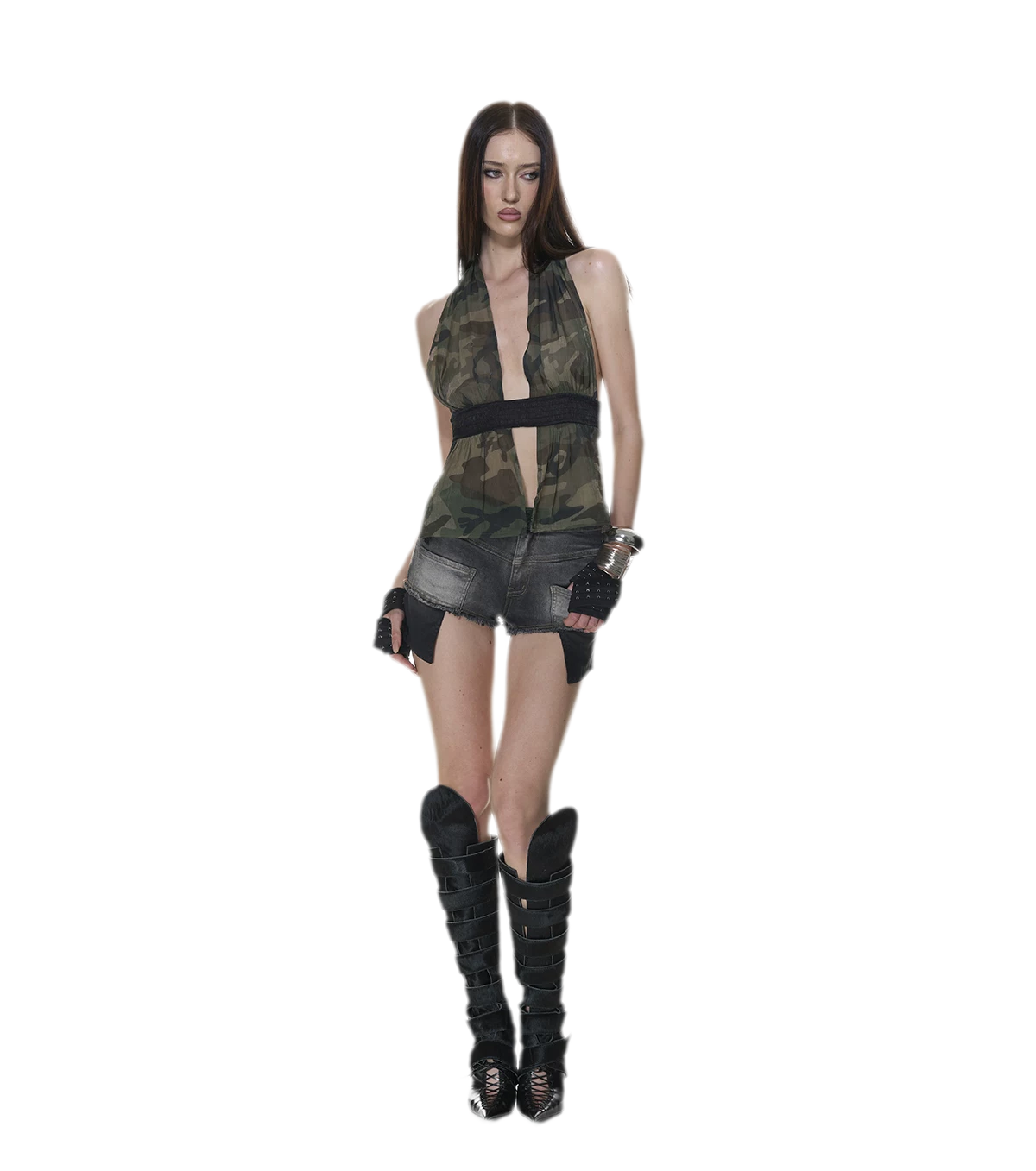 Mesh Halter Backless Top