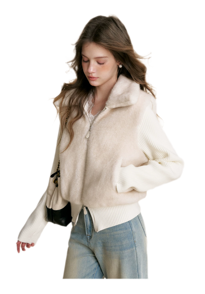 Mink Knit Patchwork Jacket