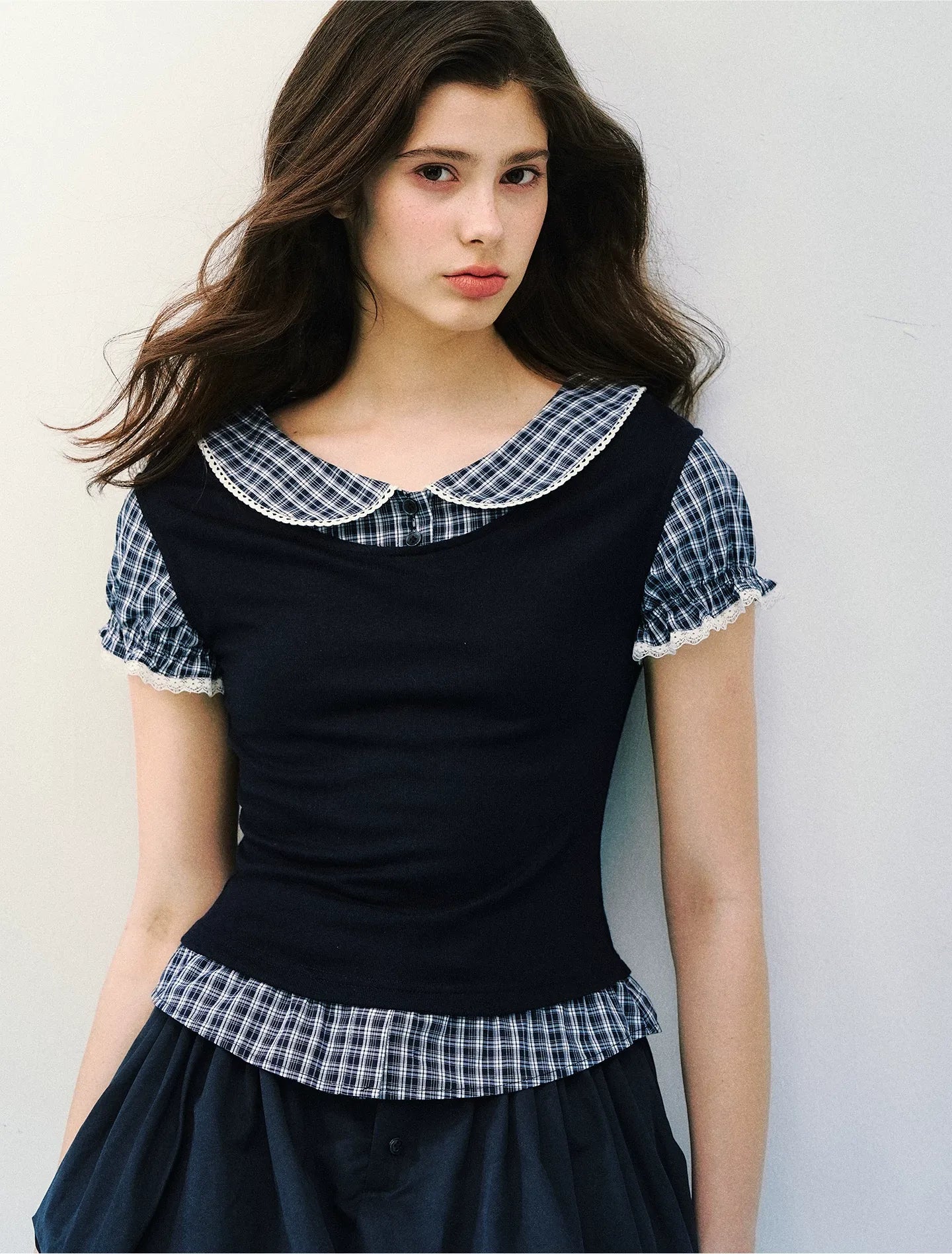 High-Intellect Tencel Wool Faux Two-Piece T-Shirt