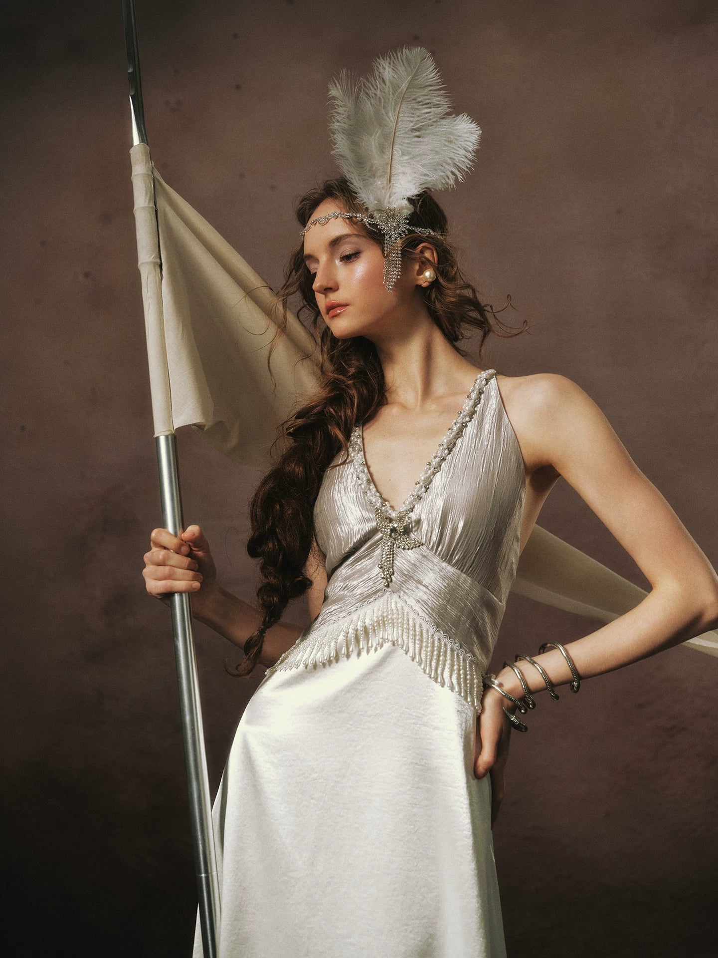 LACEMADE White Pearl Fringe Dress – view 8