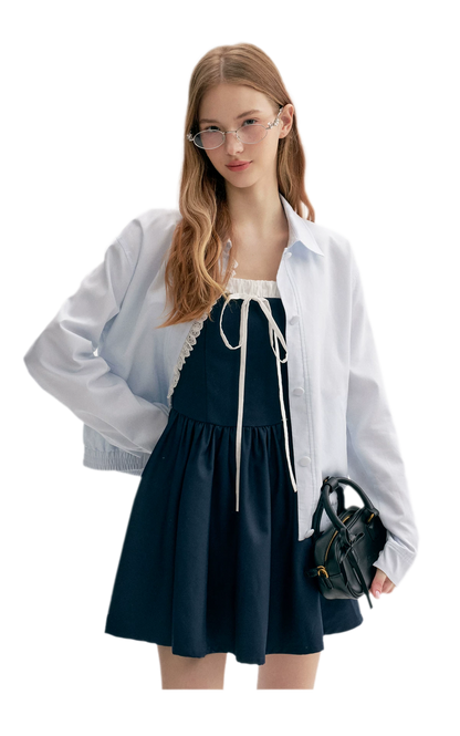 Ramie Cotton Lace-Trimmed Jacket
