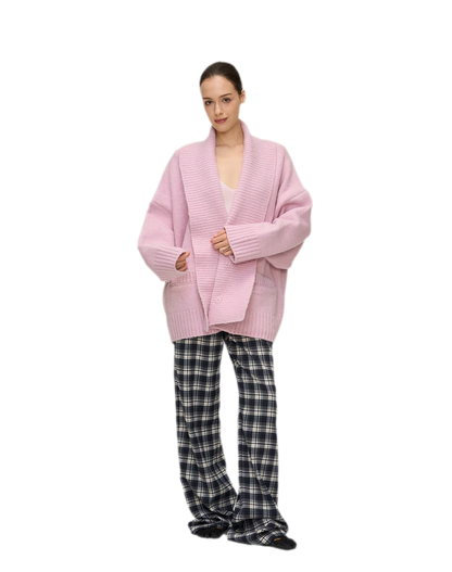 Brushed Plaid Wide-Leg Pants