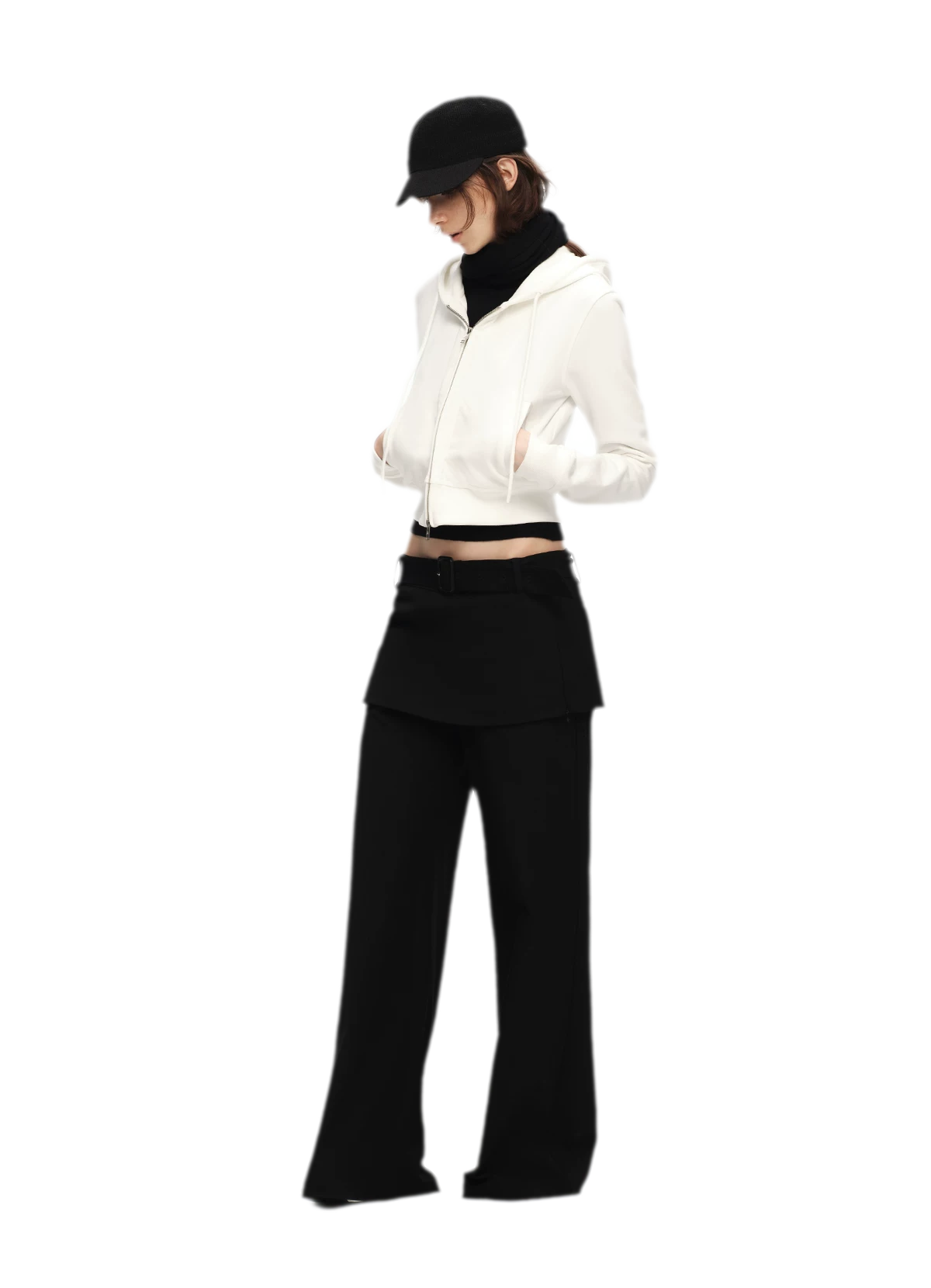 Textured Cropped Hooded Jacket