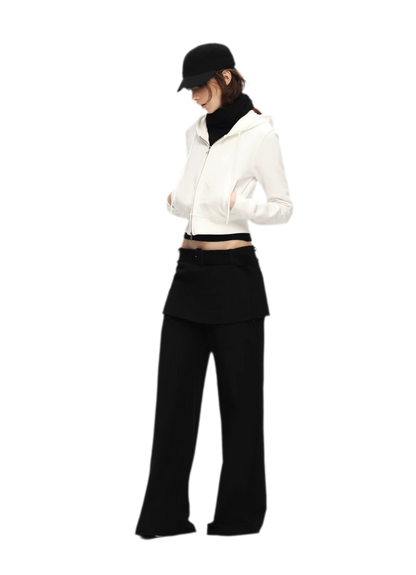 Textured Cropped Hooded Jacket