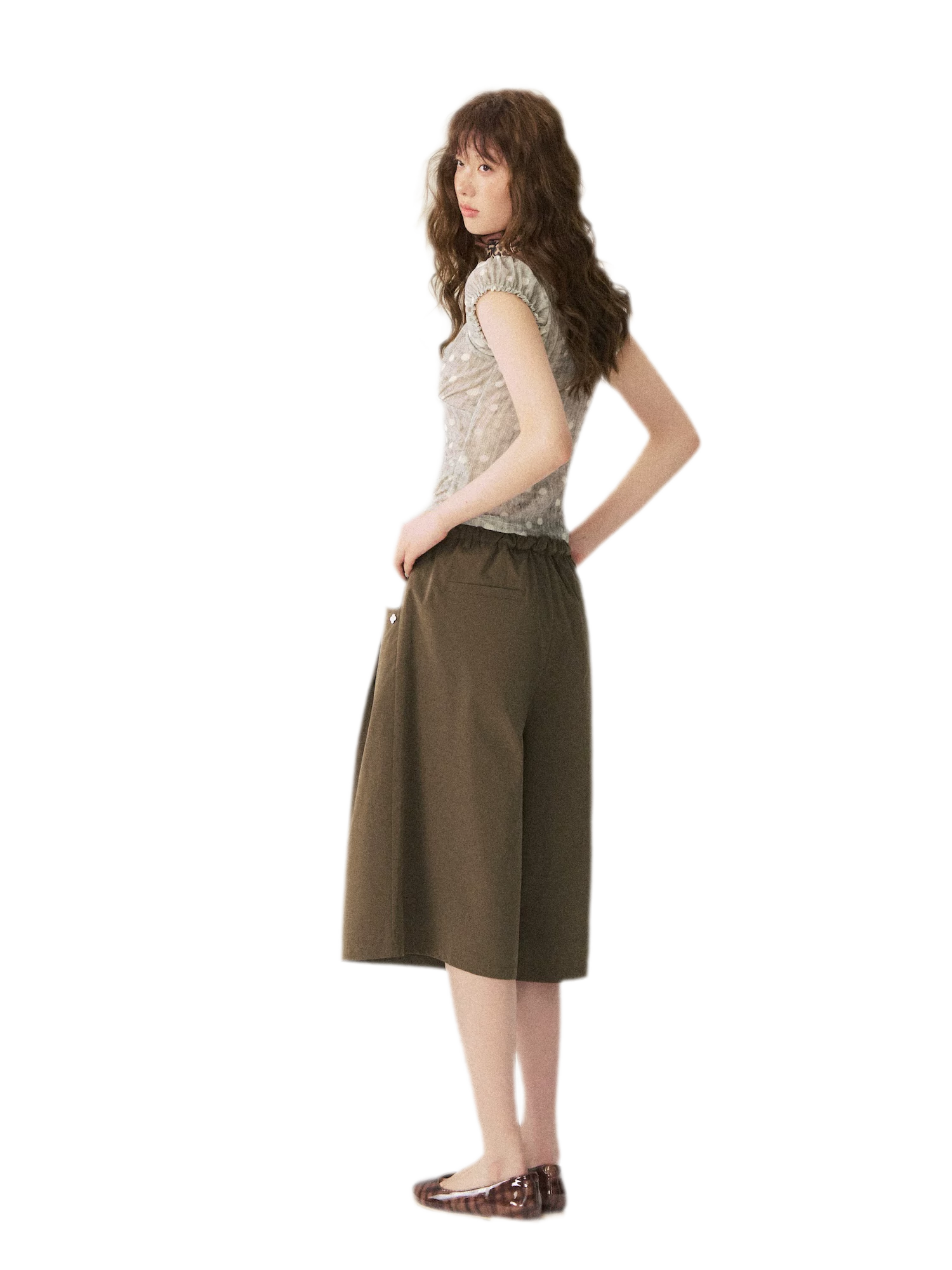 Polka Dot Ruched T-Shirt