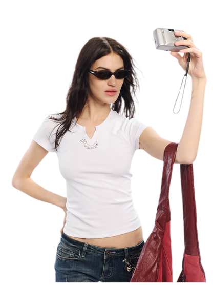 Summer V-neck Slim Fit T-shirt