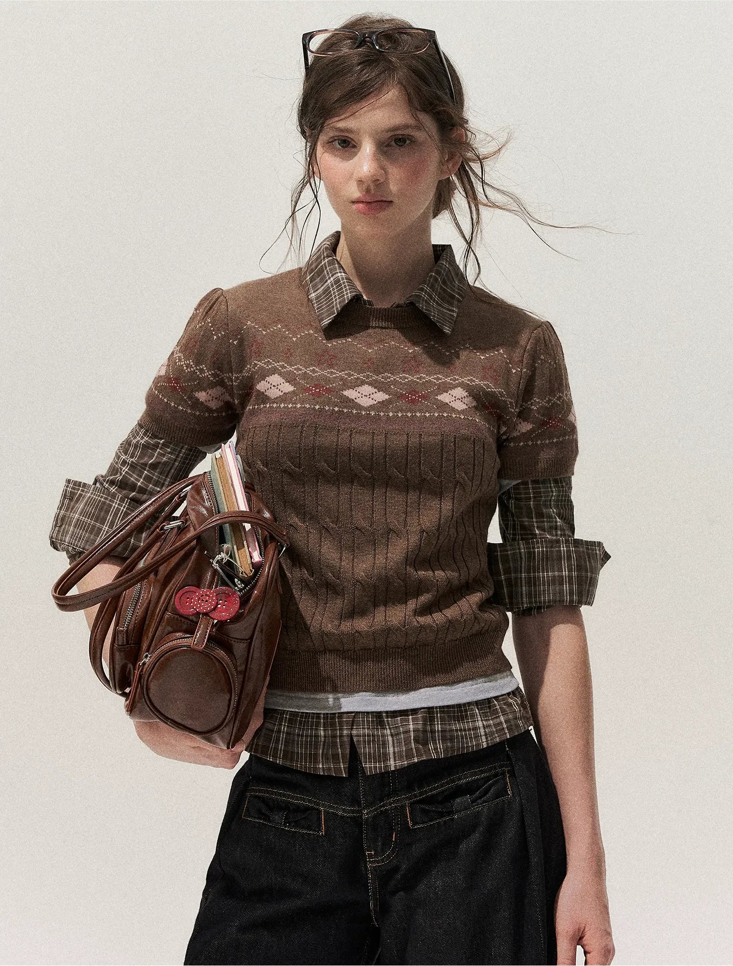 Fair Isle Cropped Knit Sweater