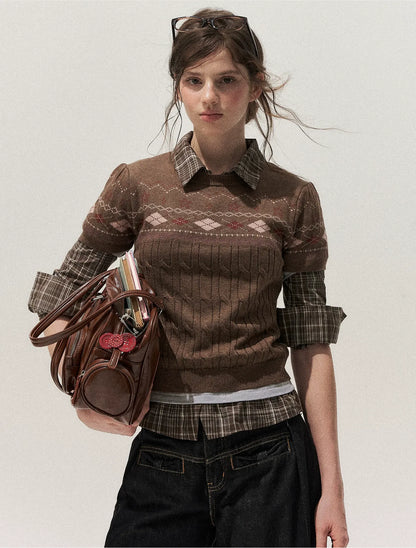 Fair Isle Cropped Knit Sweater