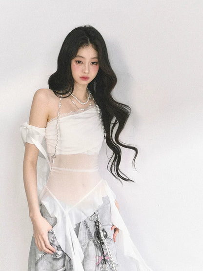 Sheer Off-Shoulder Tee