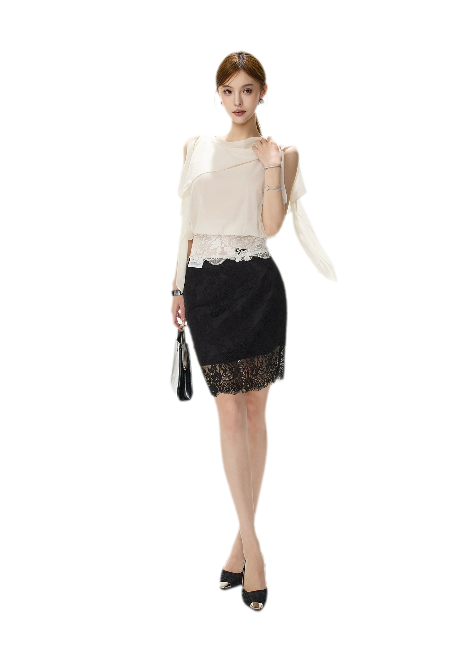 Off-Shoulder Chiffon Blouse