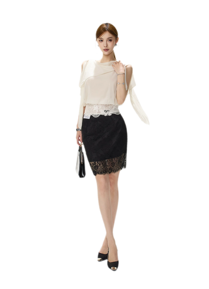 Off-Shoulder Chiffon Blouse