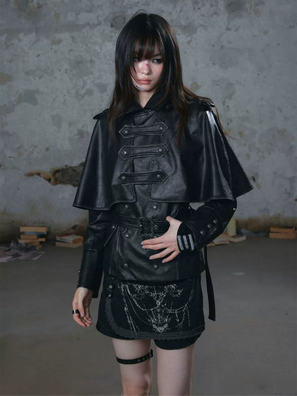 Distressed Cape Buckle Jacket