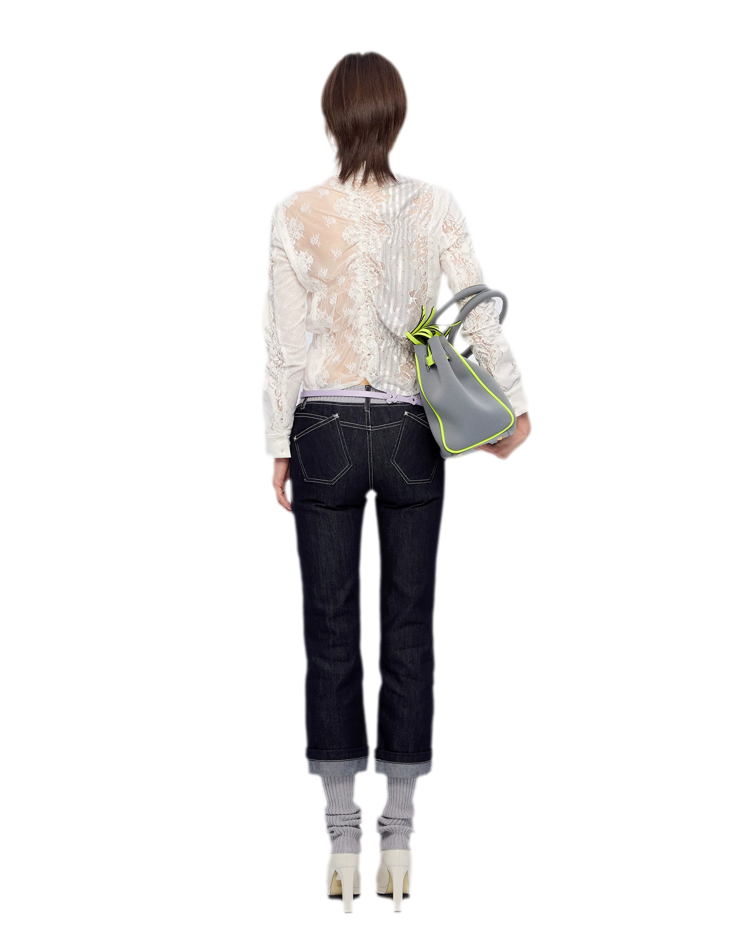 Washed Ribbed Panel Jeans