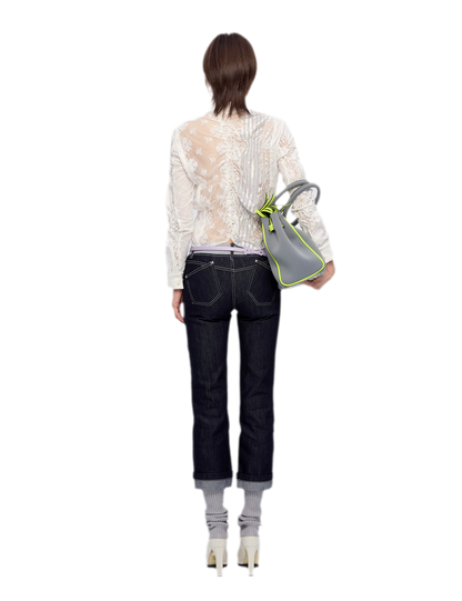 Washed Ribbed Panel Jeans