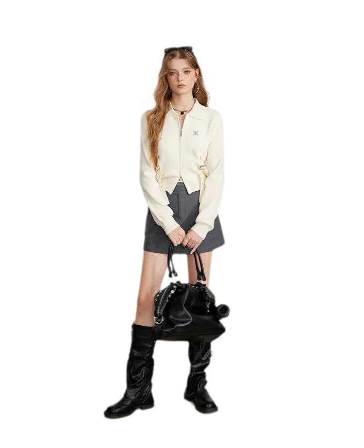 Vintage Cropped Zip Cardigan