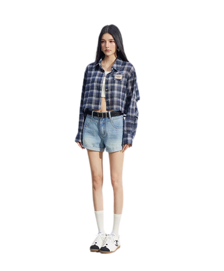 Embroidered Denim Shorts