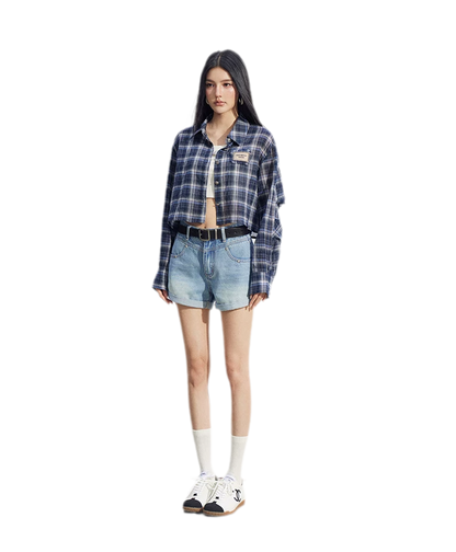 Embroidered Denim Shorts