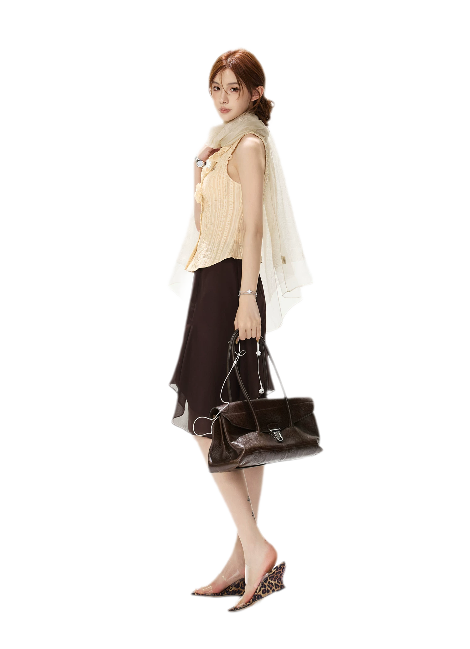 Drapey Asymmetrical Midi Skirt