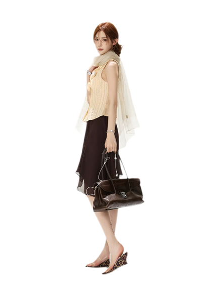 Drapey Asymmetrical Midi Skirt