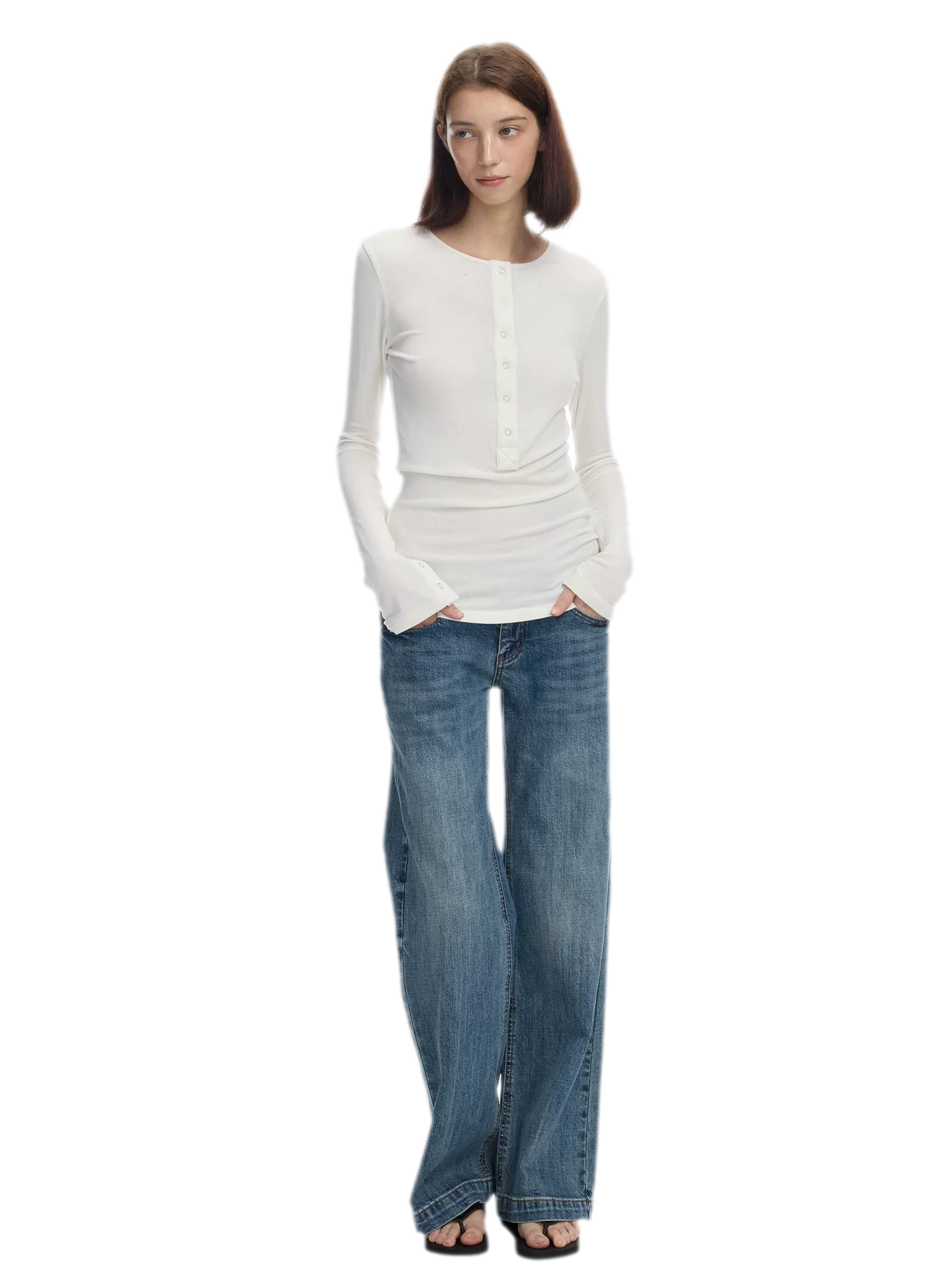 Lyocell Wool Six-Button Henley