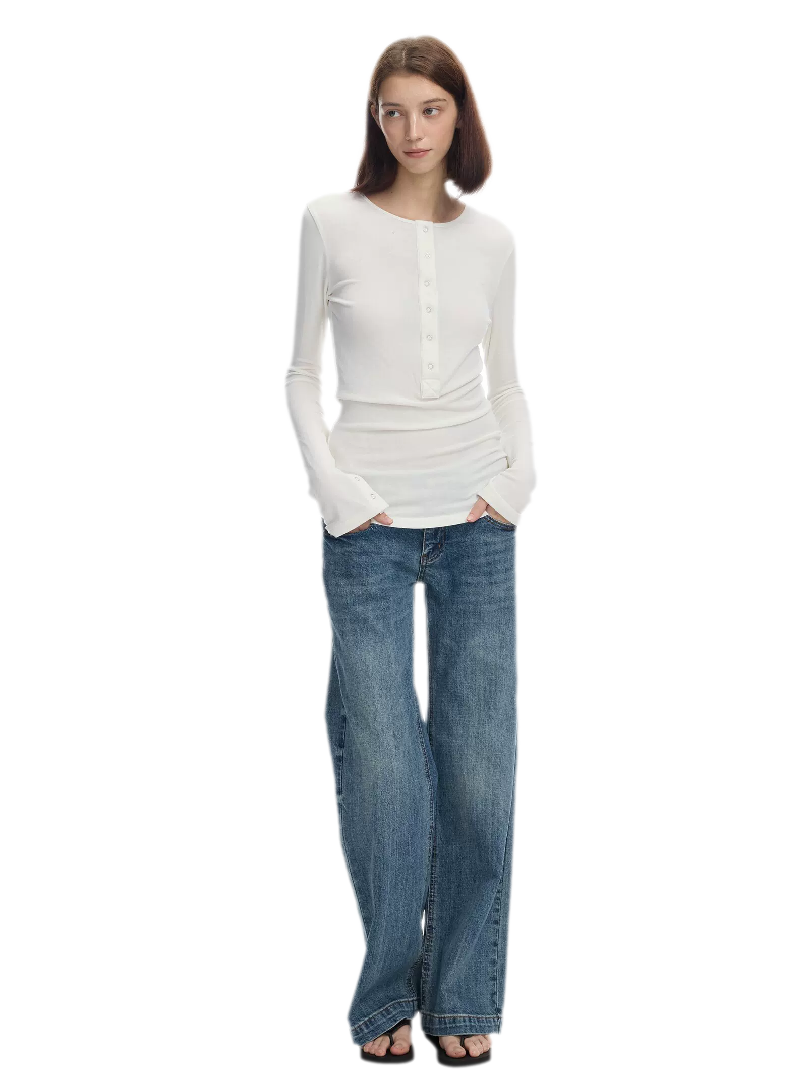 Lyocell Wool Six-Button Henley