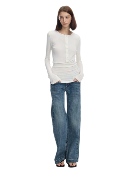 Lyocell Wool Six-Button Henley