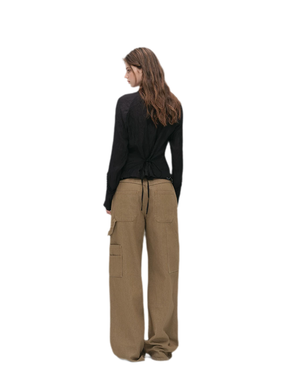 Enzyme-Washed Wide-Leg Utility Jeans