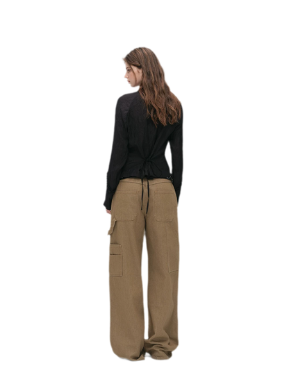 Enzyme-Washed Wide-Leg Utility Jeans