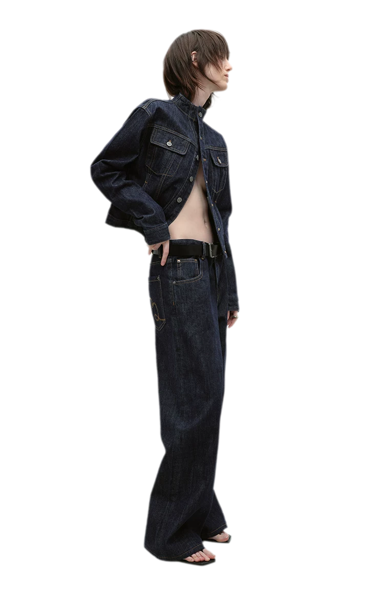Redline Cropped Raw Denim Jacket