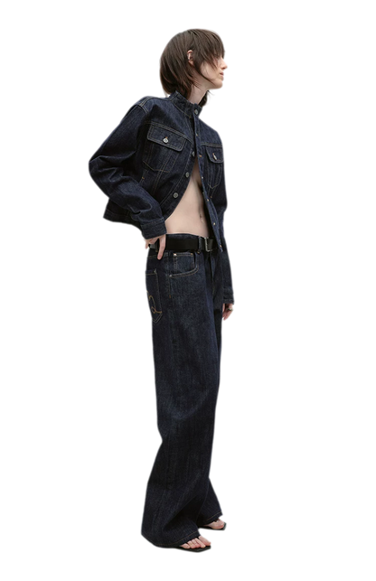 Redline Cropped Raw Denim Jacket