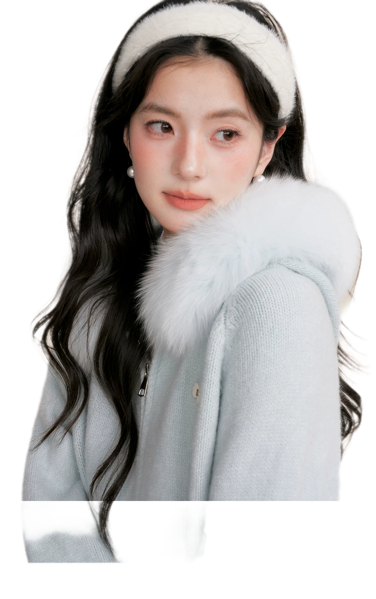 Fur Collar Knit Hoodie