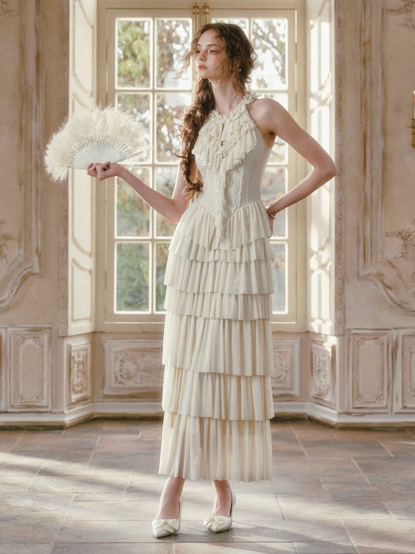 LACEMADE Ruffled Corset Fishbone Dress