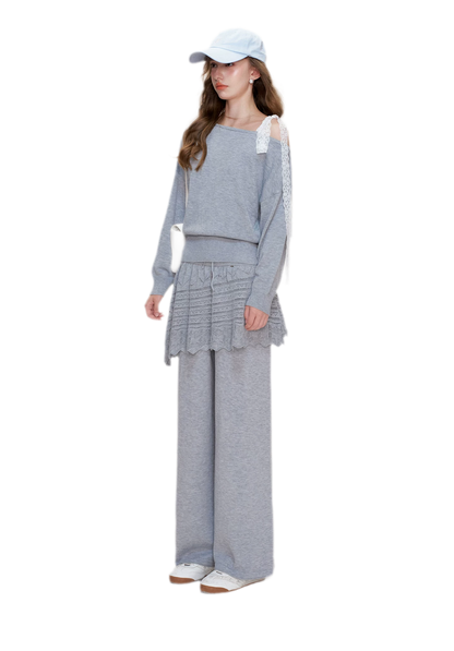 Wool Blend Asymmetric Knit Set