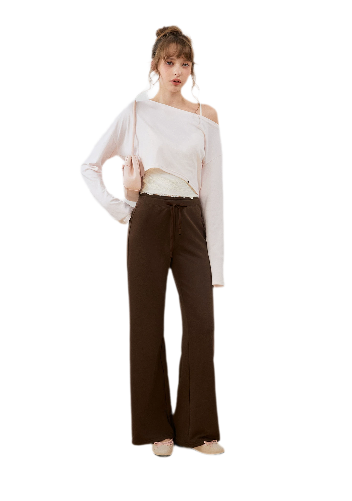 Strukturierte Sweatpants mit Kordelzug und weitem Bein