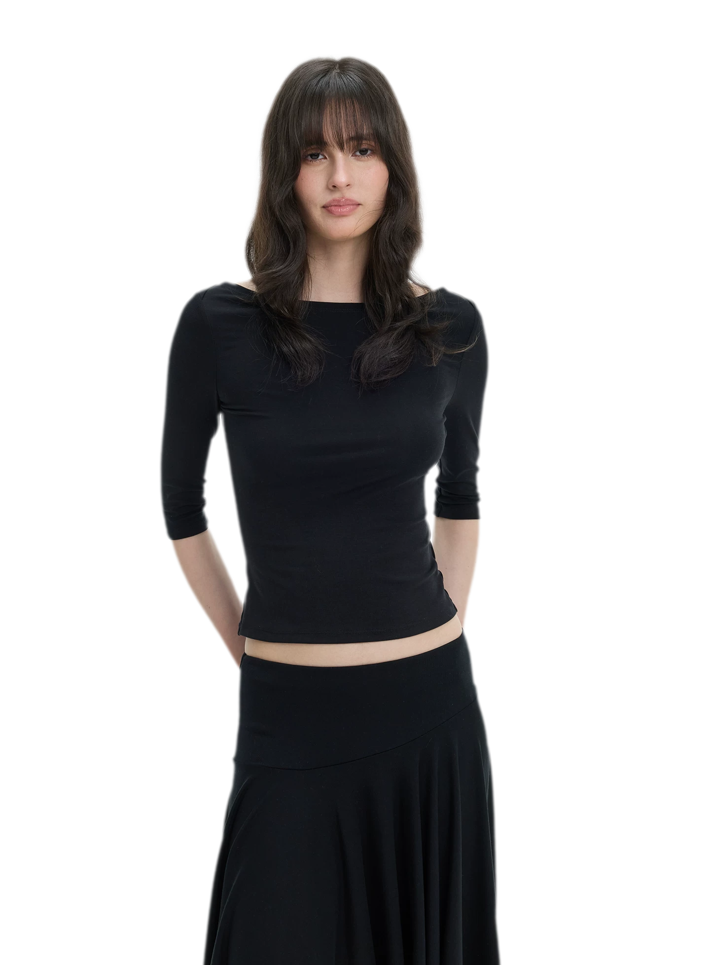 Lyocell Boat Neck Knit Top
