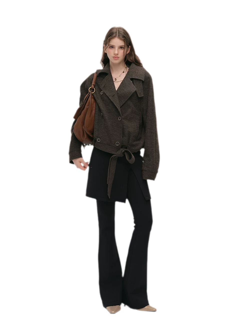 Brushed Wool Blend Short Coat