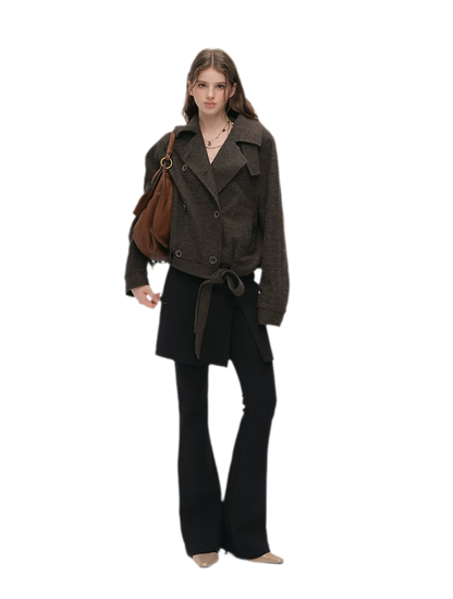 Brushed Wool Blend Short Coat
